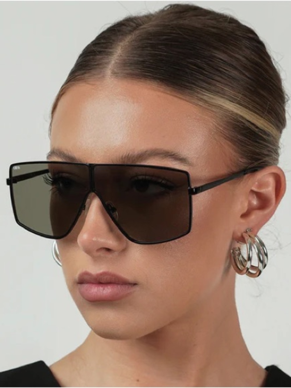 NWT XOXO Black Oversized Shield Sunglasses with Dark Lenses